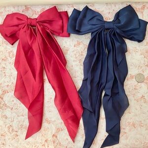 Elegant Red and Blue Hair Bows